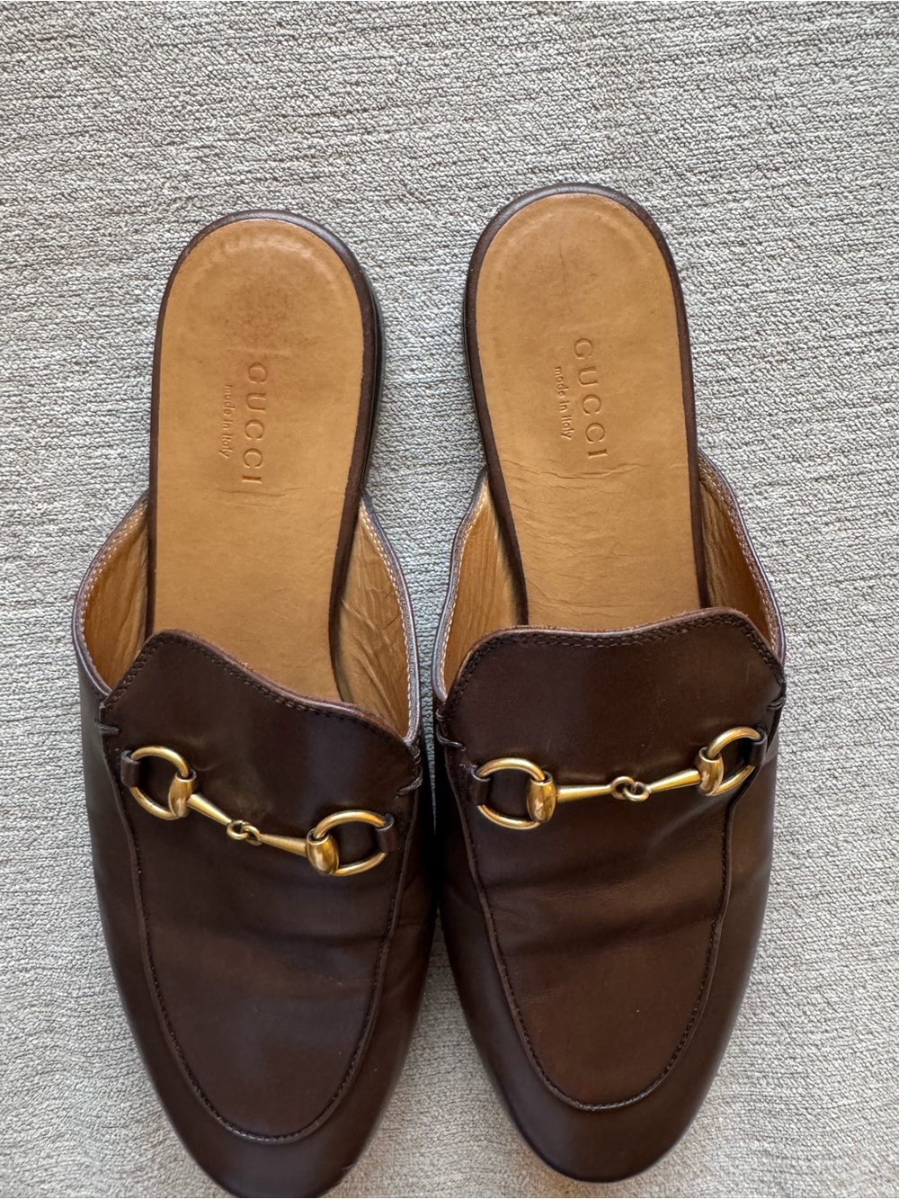 Gucci Brown Leather Slip-On Loafers with Gold Horsebit Detail - Picture 6 of 7